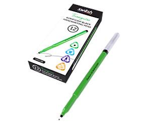 swäsh KOMFIGRIP Handwriting Fineliner Pen Black Pack of 12