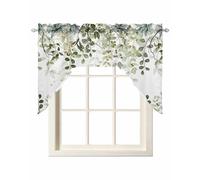 Swag Curtain Valances Sage Green Eucalyptus Leaves Swag Valances for Kitchen Windows Berry Plant Rod Pocket Window Treatment Curtains Drapes for Kitchen Bedroom Living Room Bathroom Over Sink 56"x36"