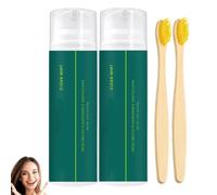 Swagmor Toothpaste Whitening, Swagmor Toothpaste for Yellow Teeth,100g，2PC | Teeth Whitening Toothpaste with Toothbrush,Deep Stain Removal, Gently Polishes Away Surface Stains,Natural Mint Fresh Breath