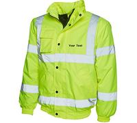 swagwear Embroidered Hi-Vis Bomber Jacket Your Text Logo Personalised Workwear Uniform Jacket 2 Colours (S-4XL) 804