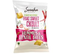 Swaha Lentil & Hummus Bites Crisps Multipacks 40g, 80g Traditional Hand-Cooked Crisps from UK - All-Natural, Gluten-Free Snack - 100% British Ingredients (THAI SWEET CHILLI, 40g, 24 PACK)