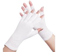SWAKER 4 Pairs White Cotton Gloves, Fingerless, 100% Pure Cotton, Touchscreen, Moisturizing, One Size Fits Most, Dry Hands, Eczema Gloves