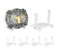 swakuszy 6-Pack Acrylic Belt Buckle Display Stand for Men, Women, Western, Cowboy, Silver
