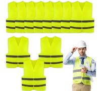 Swakuta 12 Pcs Hi Vis Vests High Vis Reflective Safety Vest Bulk Yellow Hi Visibility Traffic Vest High Vis Construction Vest with Reflective Stripes for Running Biking Surveyor Traffic Work