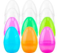 Swakuta 12 Pcs Large Clear Easter Eggs Set Include 6 Pcs Bright Translucent Plastic Empty Easter Egg 6 Pcs Colorful Jumbo Fillable Easter Eggs for Easter Hunt Toys Party Decor