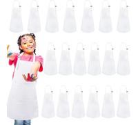 Swakuta 20 Pcs Kids Blank Artists Aprons with Pockets Children DIY White Painting Apron bulk Child Adjustable White Chef Art Apron for Boys Girls Baking Cooking Painting Crafting Grilling Activity