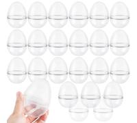 Swakuta 24 Pack 3.54 Inch Plastic Clear Easter Eggs Transparent Empty Easter Egg Bulk Small Translucent Fillable Easter Egg for Easter Hunt Toys Party Decor