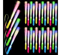 Swakuta 28 Pcs Fiber Optic Wand Glow Fiber Wands Sticks Bulk Light up Wand Flashing Wands Fiber Optic Stick Glow in The Dark Wands for Wedding Birthday Halloween New Year Party (Color Set 2)