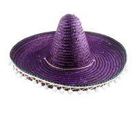 Swakuta Giant Mexican Sombrero Hat Multicolor Straw Sombrero Hat Large Cinco De Mayo Fiesta Headband for Mexican Party Costume Accessories (Purple)