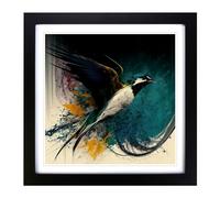 Swallow Abstract Expressionism No.1 Framed Print | 18x18 Inch Black Framed Wall Art | Ready to Hang | Eclectic Historical Picture | Living Room Bedroom Lounge Office