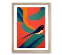 Swallow Bird Abstract Vol.5 Framed Print | A2 Oak Framed Wall Art | Ready to Hang | Abstract Fantasy Picture | Living Room Bedroom Lounge Office