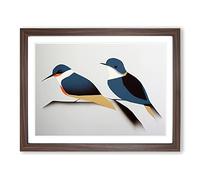 Swallow Bird Minimalist Art Abstract Framed Print | A3 Walnut Framed Wall Art | Ready to Hang | Minimalist Fantasy Picture | Living Room Bedroom Lounge Office