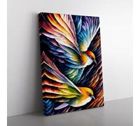 Swallow Bird Painted Vol.2 Canvas Wall Art Print Ready to Hang, Framed Picture for Living Room Bedroom Home Office Décor, 76x50 cm (30x20 Inch)
