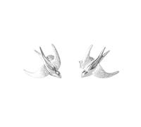 Swallow Bird Stud Earrings for Women Girls Hypoallergenic Silver Plated Dainty Small Bird Studs Cartilage Tragus Helix White Brushed Animal Pet Angel Wing Post Piercing Ear Jewellery Gifts BFF