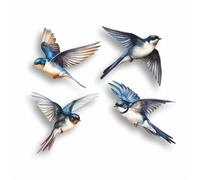 Swallow Bird Vinyl Decal Stickers, Cover Marks, Nature Graphic Decor, Qty:4 | Opaque Finish, No White Edges, Weatherproof, UK Manufactured, Nature Style, Use on Wall, Bin, Toilet, Window, Car and Laptop