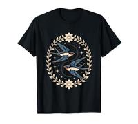 Swallow Birds Celestial Stars Floral Orbit T-Shirt
