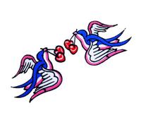 Swallow Birds Embroidered Patches - Iron On and Sew On Badges for Jackets, Backpacks, Jeans, Bags, Vests, Hats and DIY Crafts. (Blue Birds Pair)