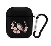 Swallow Floral Blossom Earphone Case Cover Compatible with AirPods 1&2 Shockproof Bluetooth Headset Case Black-style