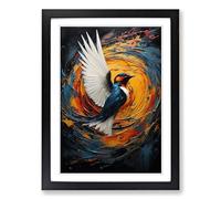 Swallow Hard Edge Framed Wall Art Print A2 Black