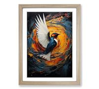 Swallow Hard Edge Framed Wall Art Print A2 Oak