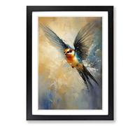 Swallow Impressionism Framed Print | A2 Black Framed Wall Art | Ready to Hang | Impressionist Nature Picture | Living Room Bedroom Lounge Office