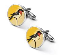 Swallow The Sun Bird Shirt Cufflinks Round Cuff Links for Business Wedding Party Father's Day Gift 2.0cm