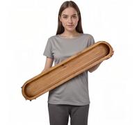 SwallowLiving Rustic Hand Carved Decorative Wood Dough Bowl, Approx 30-Inch Large Bread-Shaped Centerpiece, Long Wooden Bowl for Home Decor