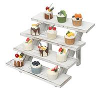 SwallowLiving Wooden Riser for display, 4-tier, White