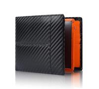 Swallowmall Leather Wallet for Men, Bifold Wallets Mens Genuine Leather RFID Blocking Men's Wallet, 172-Black Stripe-Orange Zipper, Classic