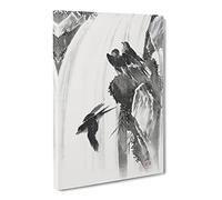 Swallows By A Waterfall By Kawanabe Kyosai Canvas Print | Gallery Wrapped 30mm Frame Wall Art | 30x20 inches | Ready to Hang | Asian Landscape Picture | Living Room Bedroom Lounge Office