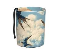 Swallows Clouds Car Trash Can Blue Sky Auto Garbage Can Collapsible Car Seat Back Hanging Trash Bag Portable Camping Waste Bin for Vehicle Trucks Vans