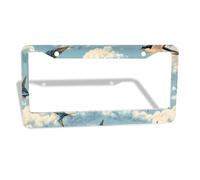 Swallows Clouds License Plate Frames 2pcs, Blue Sky Rust-Proof Aluminum Universal Car Tag Frame with Screw Caps for Vehicles Trucks Vans SUVs 12 x 6 Inch