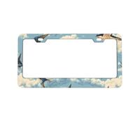 Swallows Clouds License Plate Frames 2pcs, Blue Sky Rust-Proof Aluminum Universal Car Tag Frame with Screw Caps for Vehicles Trucks Vans SUVs 12 x 6 Inch