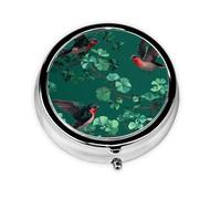 Swallows Flying Small Pill Box 3 Compartment Portable Pill Box for Purse Pocket Shamrock Mini Medicine Organiser for Daily Vitamin Fish Oil Storage