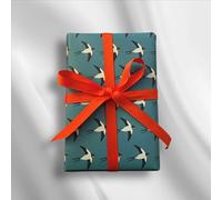 Swallows Gift Wrapping Paper, Large Sheets - Paper size 48x66cm, 2 Sheets with 4 Gift Tags