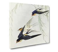 Swallows in Flight by Ohara Koson Canvas Print | Gallery Wrapped 30mm Frame Wall Art | 20x20 inches | Ready to Hang | Modern Picture | Living Room Bedroom Lounge Office