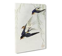 Swallows In Flight By Ohara Koson Canvas Print | Gallery Wrapped 30mm Frame Wall Art | 30x20 inches | Ready to Hang | Asian Picture | Living Room Bedroom Lounge Office