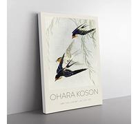 Swallows In Flight By Ohara Koson Exhibition Museum Asian Japanese Canvas Wall Art Print Ready to Hang, Framed Picture for Living Room Bedroom Home Office Décor, 76x50 cm (30x20 Inch)