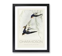 Swallows In Flight By Ohara Koson Exhibition Museum Asian Japanese Framed Print | A2 Black Framed Wall Art | Ready to Hang | Asian Nature Picture | Living Room Bedroom Lounge Office