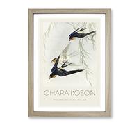 Swallows In Flight By Ohara Koson Exhibition Museum Asian Japanese Framed Print | A2 Oak Framed Wall Art | Ready to Hang | Asian Nature Picture | Living Room Bedroom Lounge Office