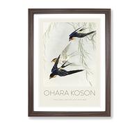 Swallows In Flight By Ohara Koson Exhibition Museum Asian Japanese Framed Print | A3 Walnut Framed Wall Art | Ready to Hang | Asian Nature Picture | Living Room Bedroom Lounge Office