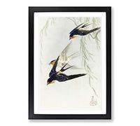 Swallows in Flight by Ohara Koson Framed Print | A2 Black Framed Wall Art | Ready to Hang | Modern Nature Picture | Living Room Bedroom Lounge Office