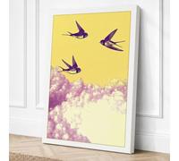Swallows in Flight Canvas Wall Art Print 18x12 Inch