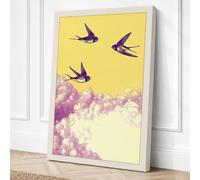 Swallows in Flight Canvas Wall Art Print 30x20 Inch