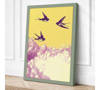 Swallows in Flight Canvas Wall Art Print 36x24 Inch