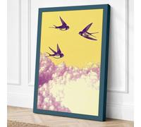 Swallows in Flight Canvas Wall Art Print 36x24 Inch