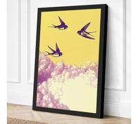 Swallows in Flight Canvas Wall Art Print 36x24 Inch