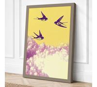 Swallows in Flight Canvas Wall Art Print 36x24 Inch
