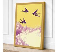 Swallows in Flight Canvas Wall Art Print 36x24 Inch