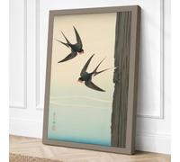 Swallows in Flight Japandi Canvas Wall Art Print 18x12 Inch